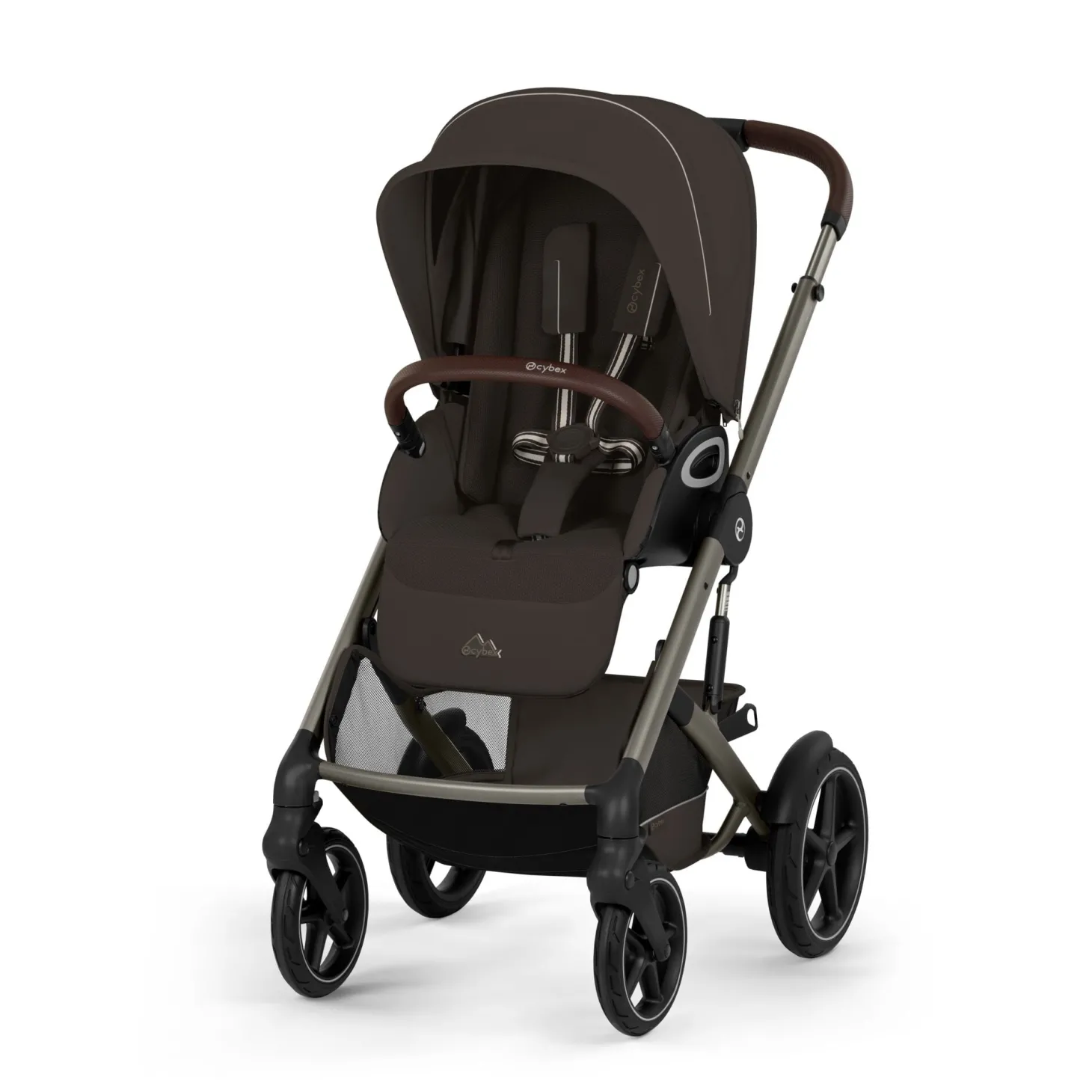 Cybex Duo poussette Talos S Lux + Nacelle pliable Châssis Taupe/Chocolate Brown