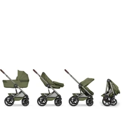 Cybex Duo poussette Talos S Lux + Nacelle pliable Châssis Taupe/Moss Green