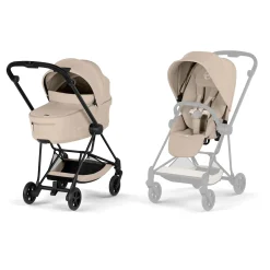 Cybex                    Poussette citadine avec nacelle pliable Duo Mios     Châssis Matt Black / Cozy Beige