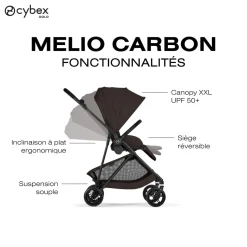 Cybex                    Poussette Citadine Ultra Légère Melio Carbon     Chocolate Brown