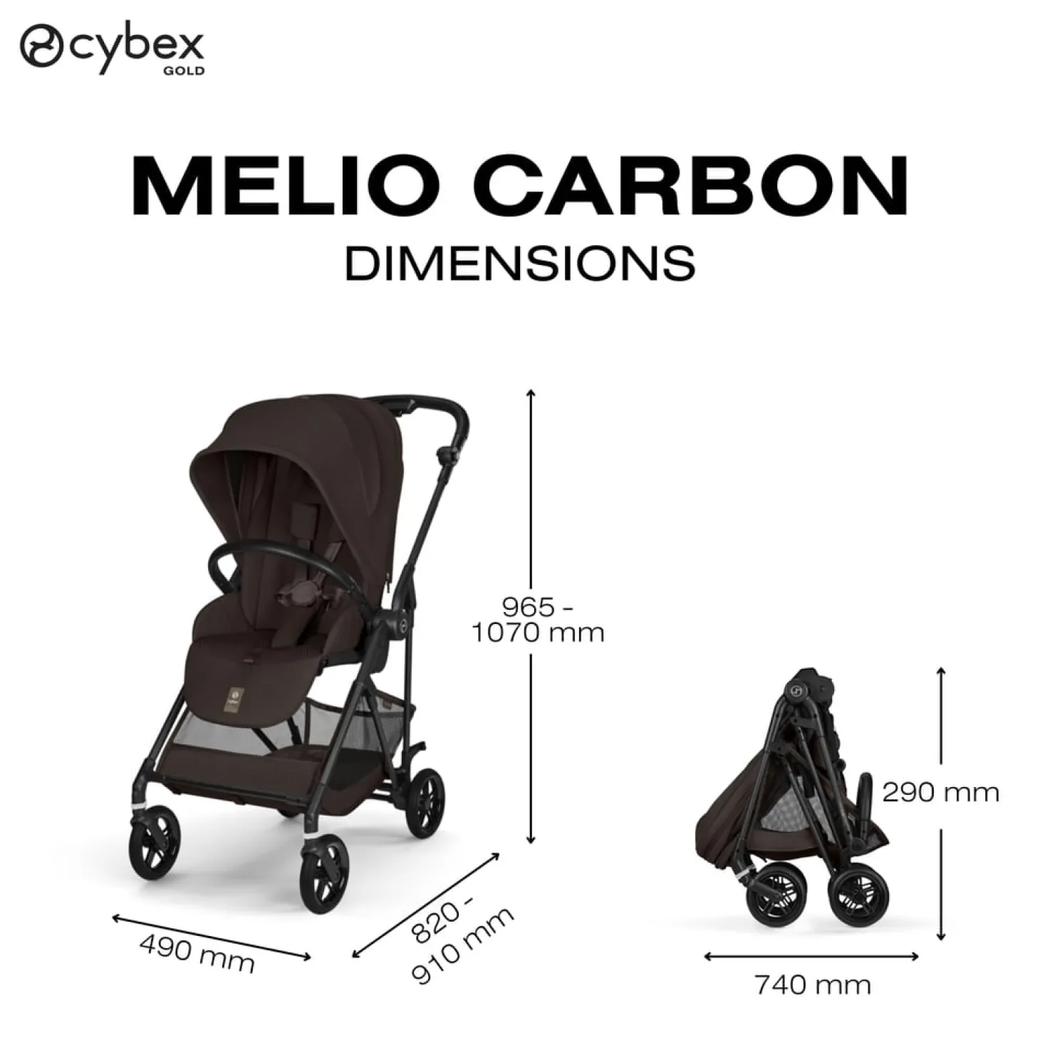 Cybex Poussette Citadine Ultra Légère Melio Carbon Chocolate Brown