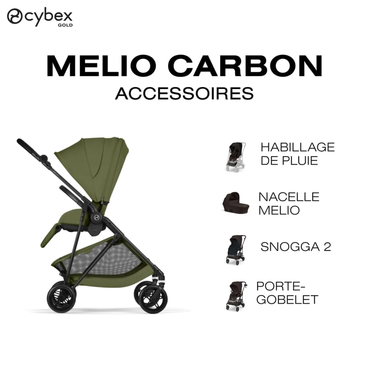 Cybex Poussette Citadine Ultra Légère Melio Carbon Moss Green