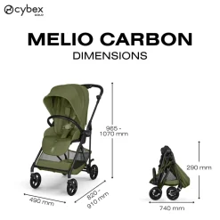 Cybex Poussette Citadine Ultra Légère Melio Carbon Moss Green