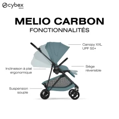Cybex                    Poussette Citadine Ultra Légère Melio Carbon     Stormy Blue