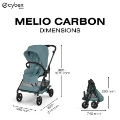 Cybex                    Poussette Citadine Ultra Légère Melio Carbon     Stormy Blue