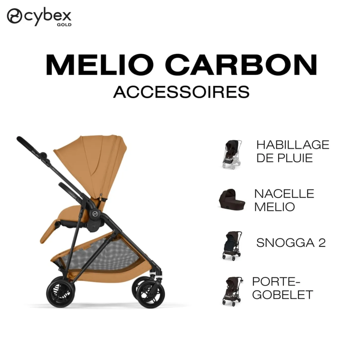 Cybex Poussette Citadine Ultra Légère Melio Carbon Cinnamon Yellow