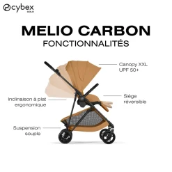 Cybex Poussette Citadine Ultra Légère Melio Carbon Cinnamon Yellow