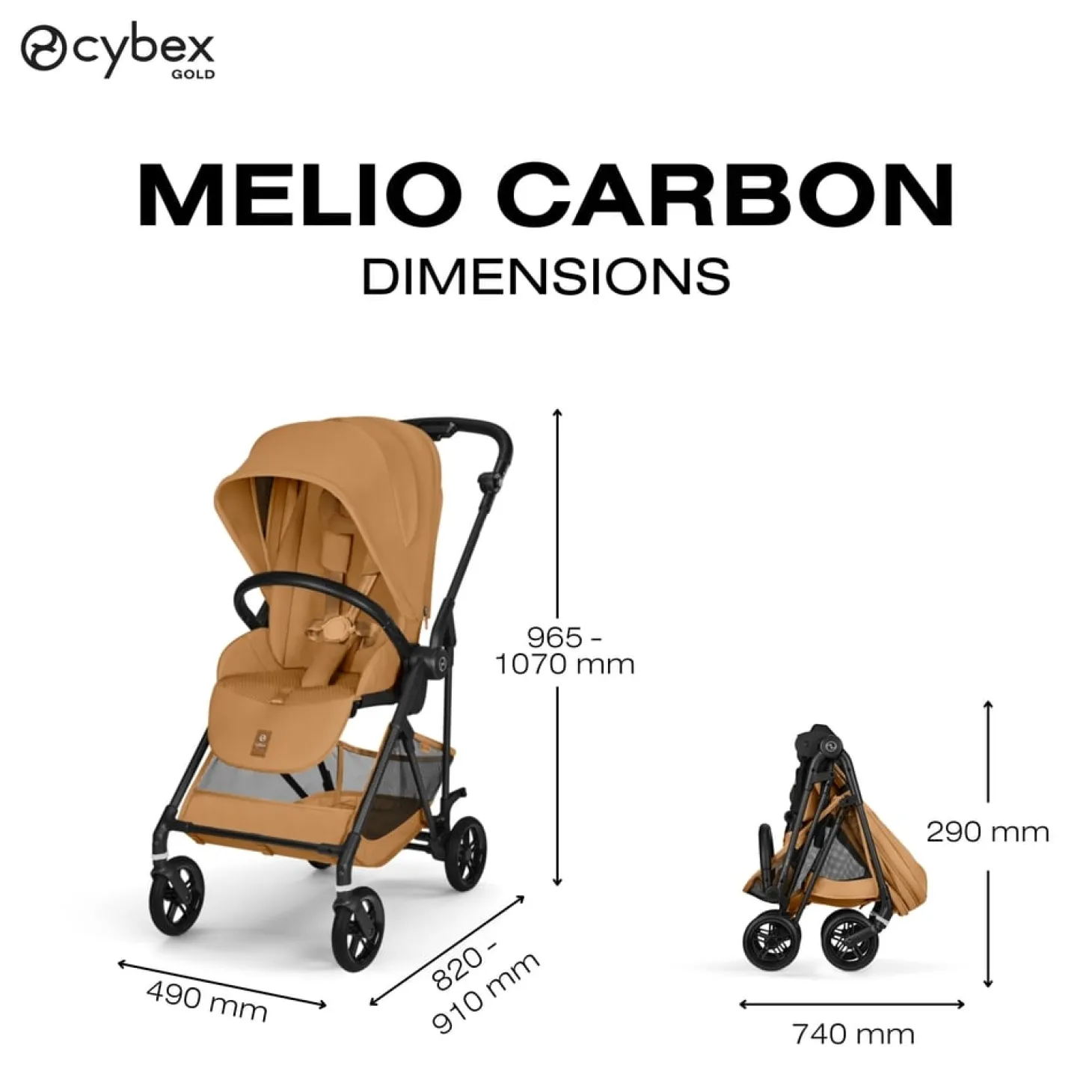 Cybex Poussette Citadine Ultra Légère Melio Carbon Cinnamon Yellow