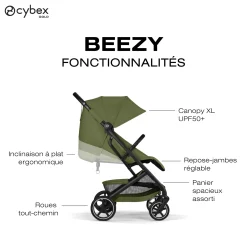 Cybex                    Poussette Compacte et Citadine Beezy     Châssis Noir - Moss Green