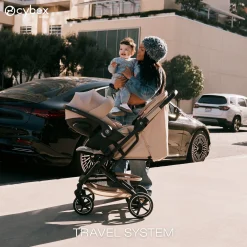 Cybex                    Poussette Compacte et Citadine Beezy     Châssis Noir - Almond Beige