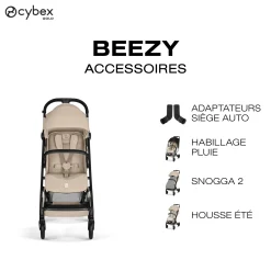 Cybex                    Poussette Compacte et Citadine Beezy     Châssis Noir - Almond Beige