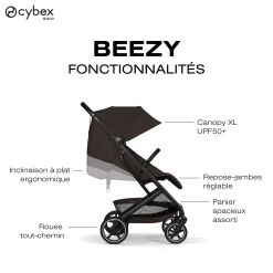 Cybex                    Poussette Compacte et Citadine Beezy     Châssis Noir - Chocolate Brown