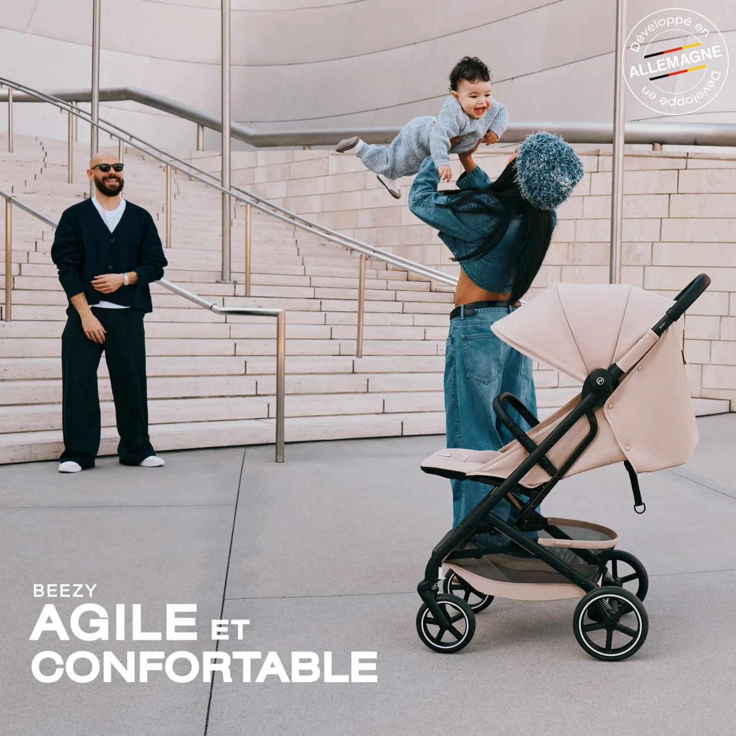 Cybex Poussette Compacte et Citadine Beezy Châssis Noir- Dune Grey
