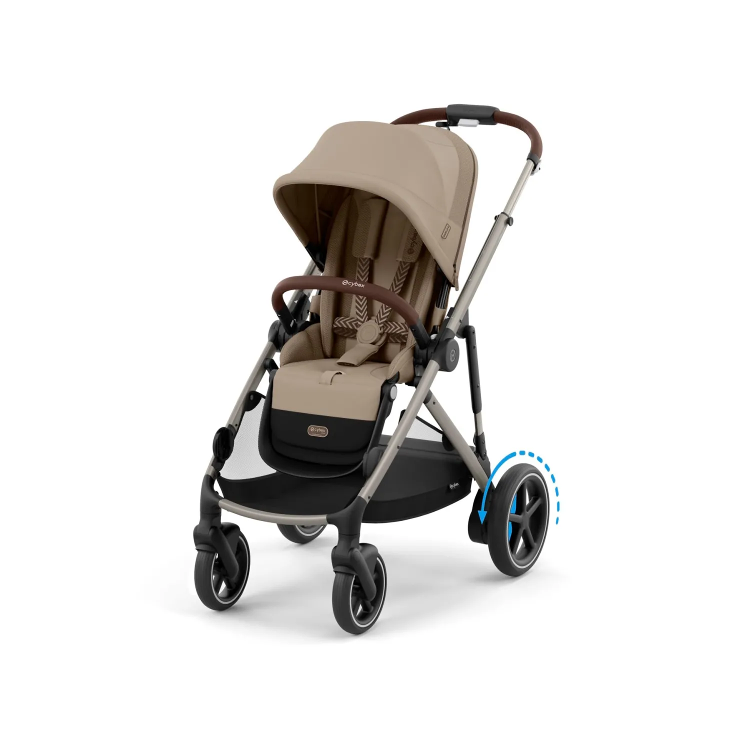 Cybex Poussette E-Gazelle Chassis Taupe / Siège Almond Beige