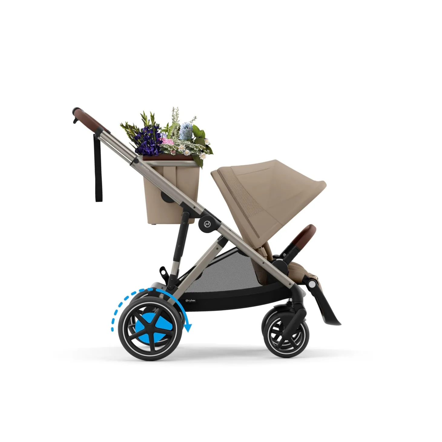 Cybex Poussette E-Gazelle Chassis Taupe / Siège Almond Beige