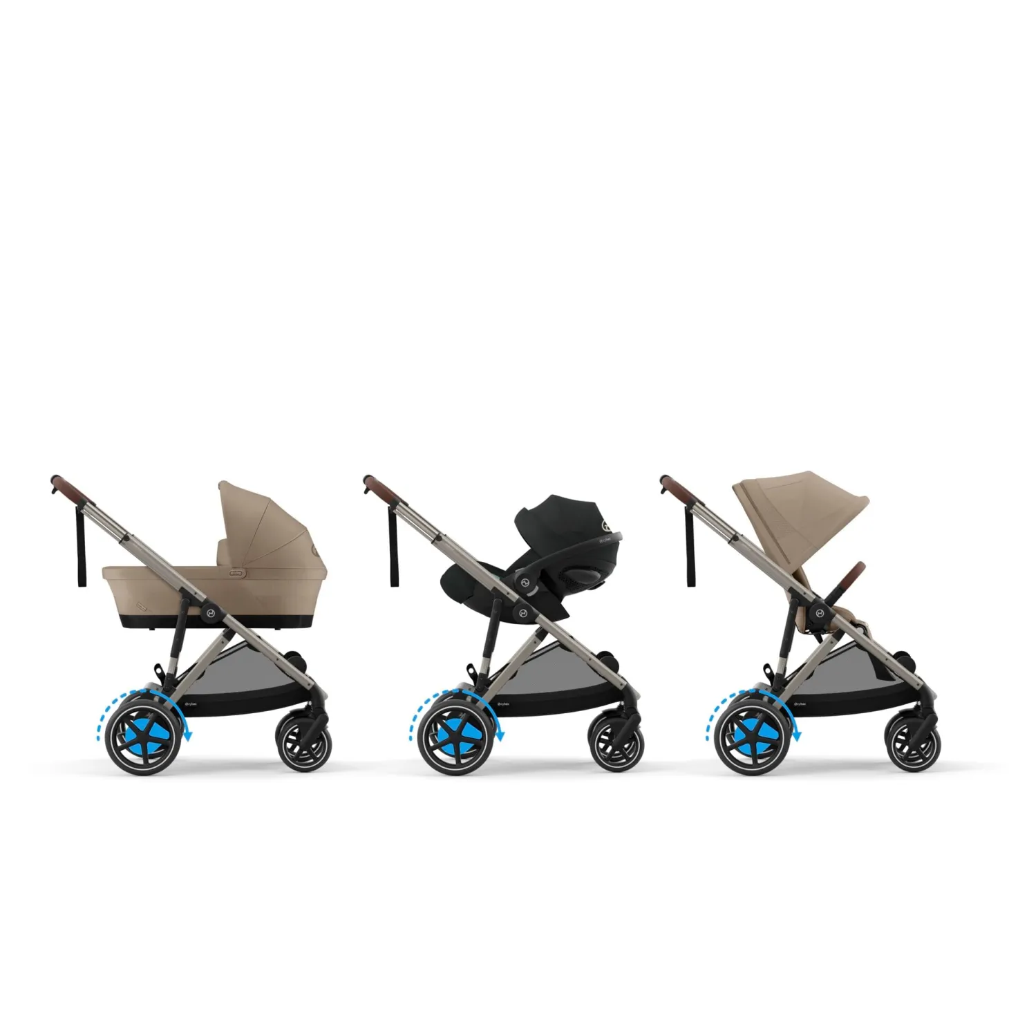 Cybex Poussette E-Gazelle Chassis Taupe / Siège Almond Beige