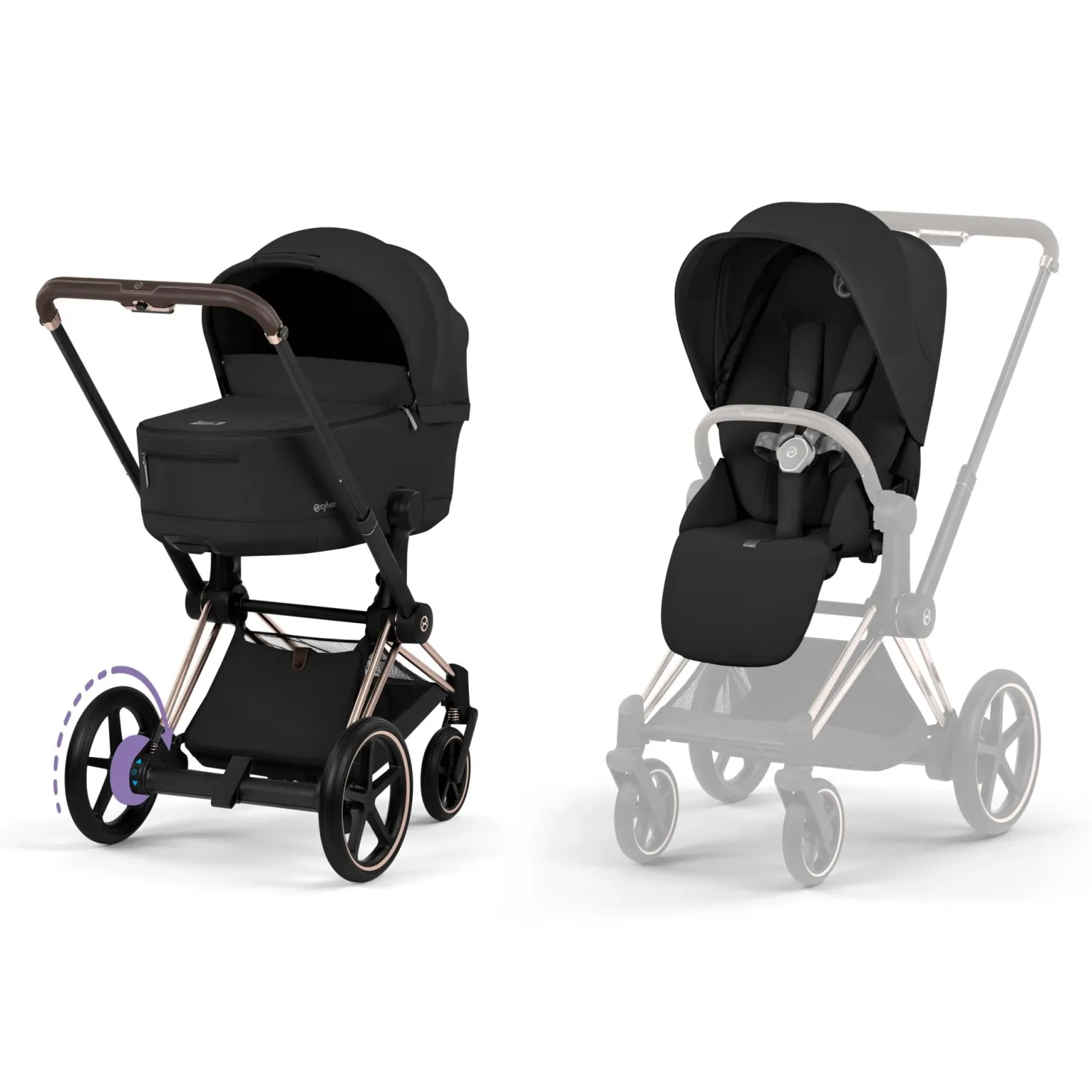Cybex Poussette électrique tout-terrain Duo e-PRIAM Rose Gold / Sepia Black