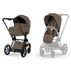 Cybex Poussette électrique tout-terrain Duo e-PRIAM Matt Black / Coconut Brown