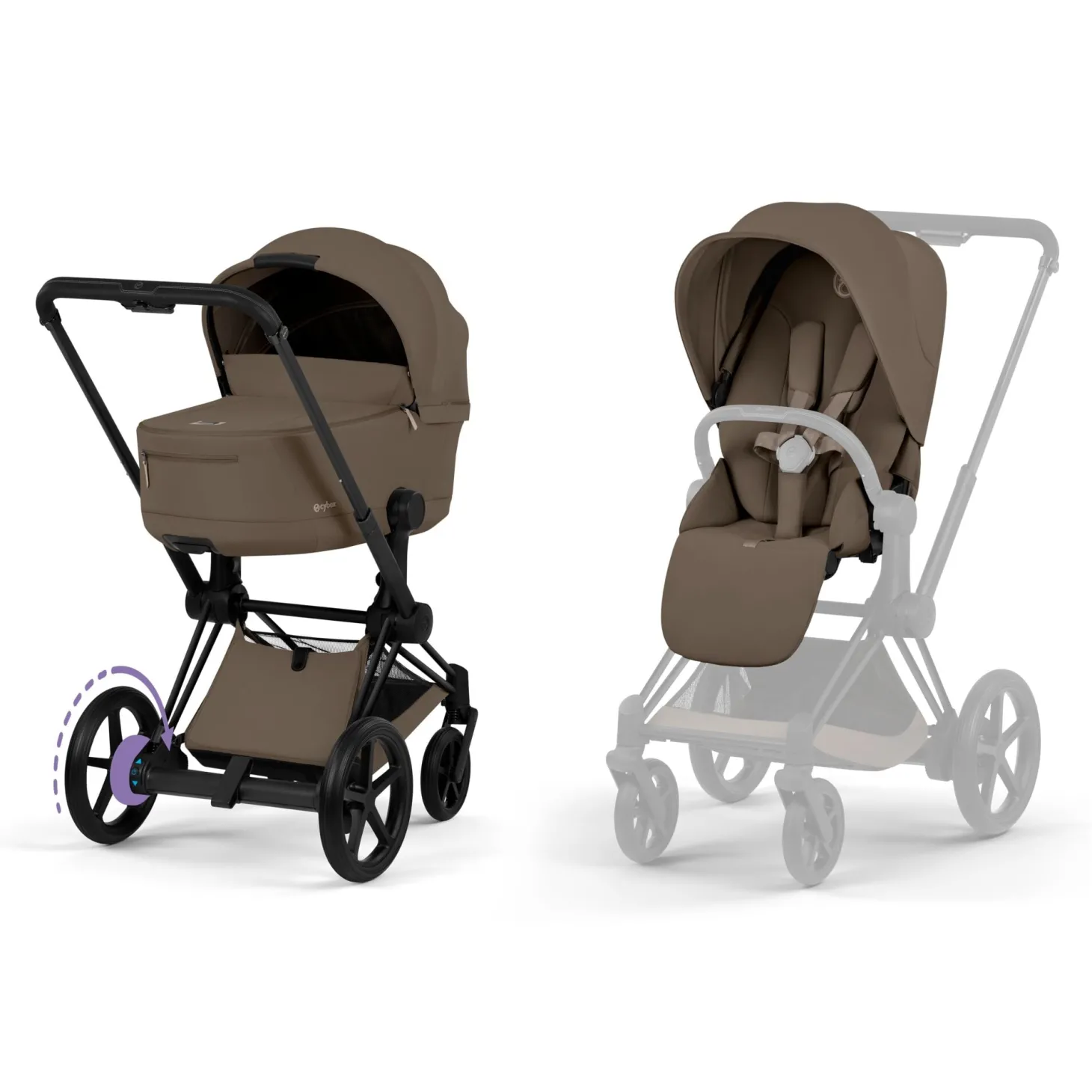 Cybex Poussette électrique tout-terrain Duo e-PRIAM Matt Black / Coconut Brown