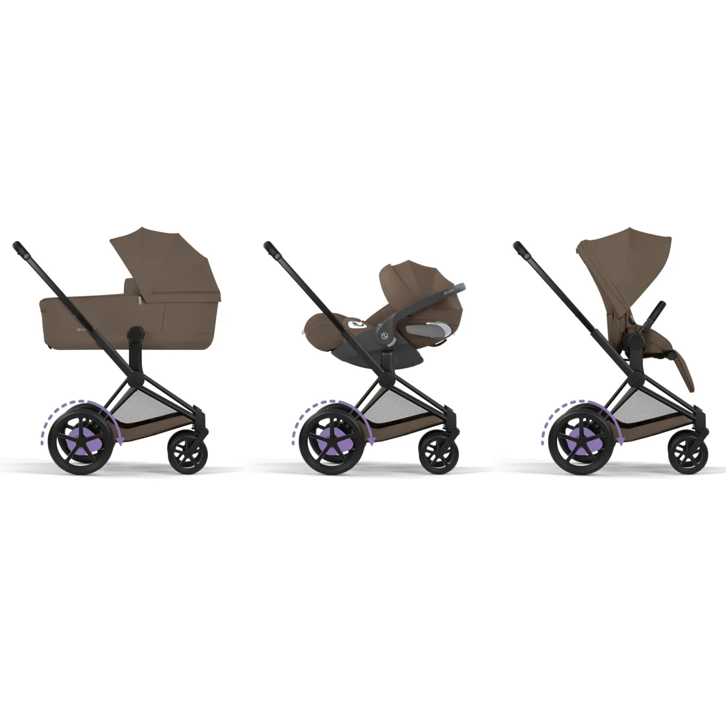 Cybex Poussette électrique tout-terrain Duo e-PRIAM Matt Black / Coconut Brown