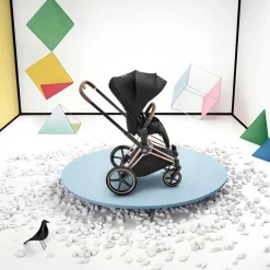Cybex Poussette tout-terrain avec nacelle pliable Duo Priam Châssis Matt Black/ Coconut Brown