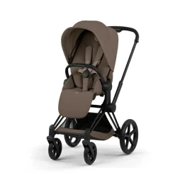 Cybex Poussette tout-terrain avec nacelle pliable Duo Priam Châssis Matt Black/ Coconut Brown