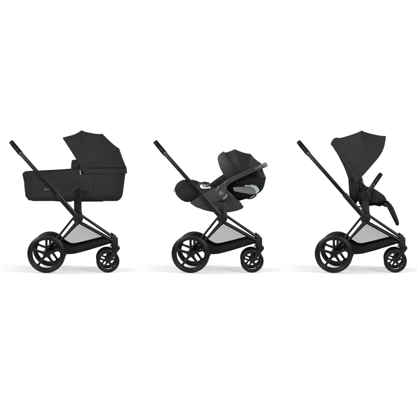 Cybex Poussette tout-terrain avec nacelle pliable Duo Priam Châssis Matt Black / Sepia Black