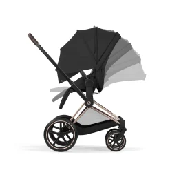 Cybex                    Poussette tout-terrain avec nacelle pliable Duo Priam     Châssis Rose Gold / Sepia Black