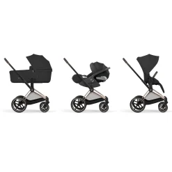 Cybex Poussette tout-terrain avec nacelle pliable Duo Priam Châssis Rose Gold / Sepia Black
