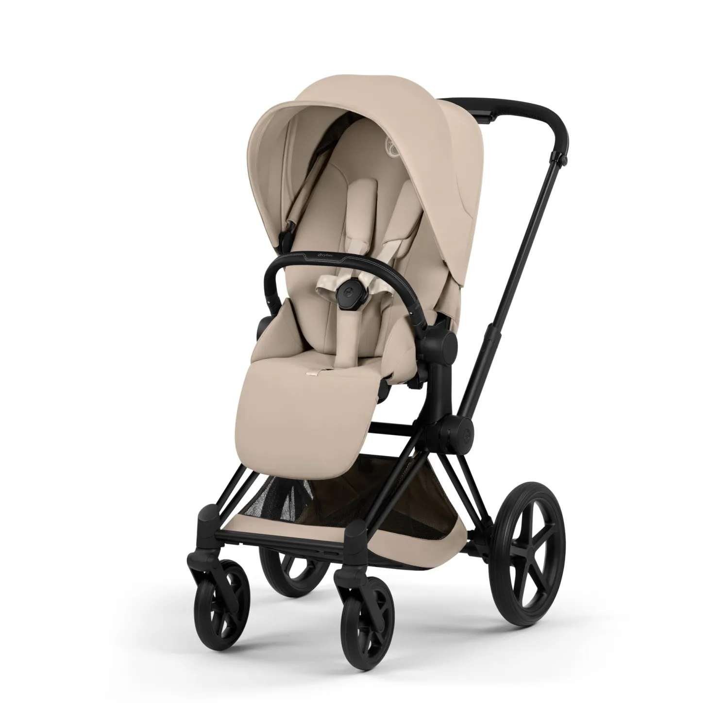 Cybex Poussette tout-terrain avec nacelle pliable Duo Priam Châssis Matt Black / Cozy Beige