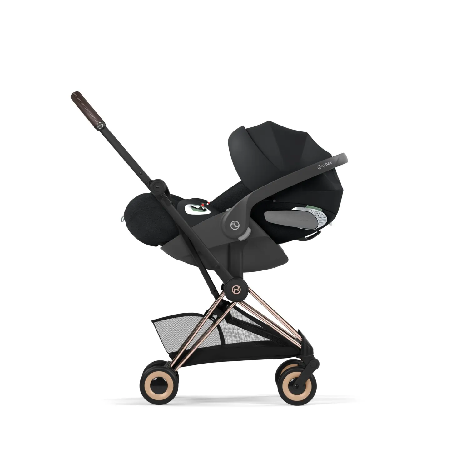 Cybex Poussette ultra-compacte avec nacelle pliable Duo Coya Châssis Rose Gold / Sepia Black