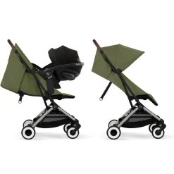 Cybex                    Poussette ultra compacte Orfeo 2    Châssis Taupe/Siège Moss Green