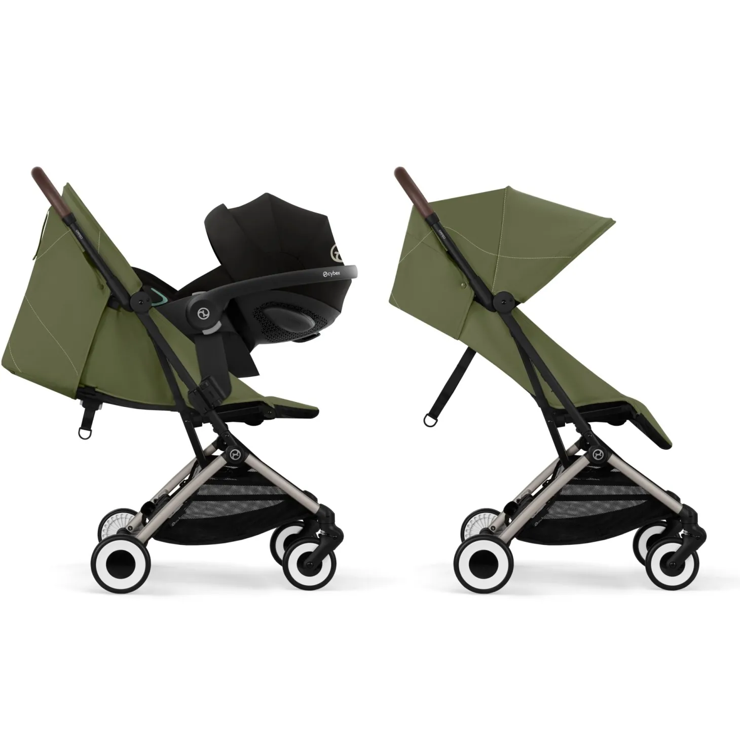 Cybex Poussette ultra compacte Orfeo 2 Châssis Taupe/Siège Moss Green