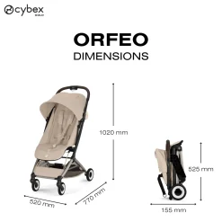 Cybex                    Poussette Ultra Compacte Orfeo     Châssis Taupe - Almond Beige