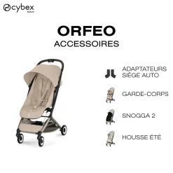 Cybex                    Poussette Ultra Compacte Orfeo     Châssis Taupe - Almond Beige