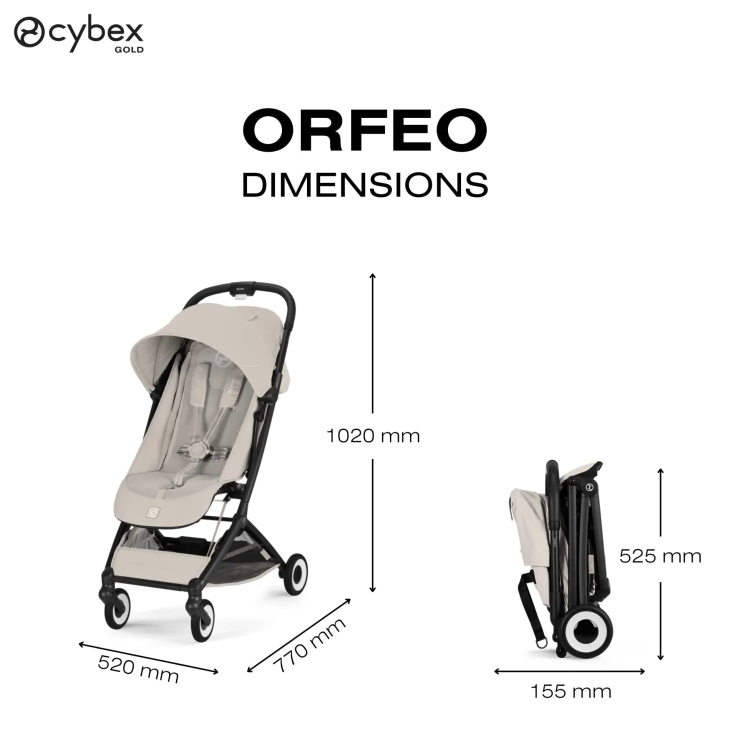 Cybex Poussette Ultra Compacte Orfeo Châssis Black - Dune Grey