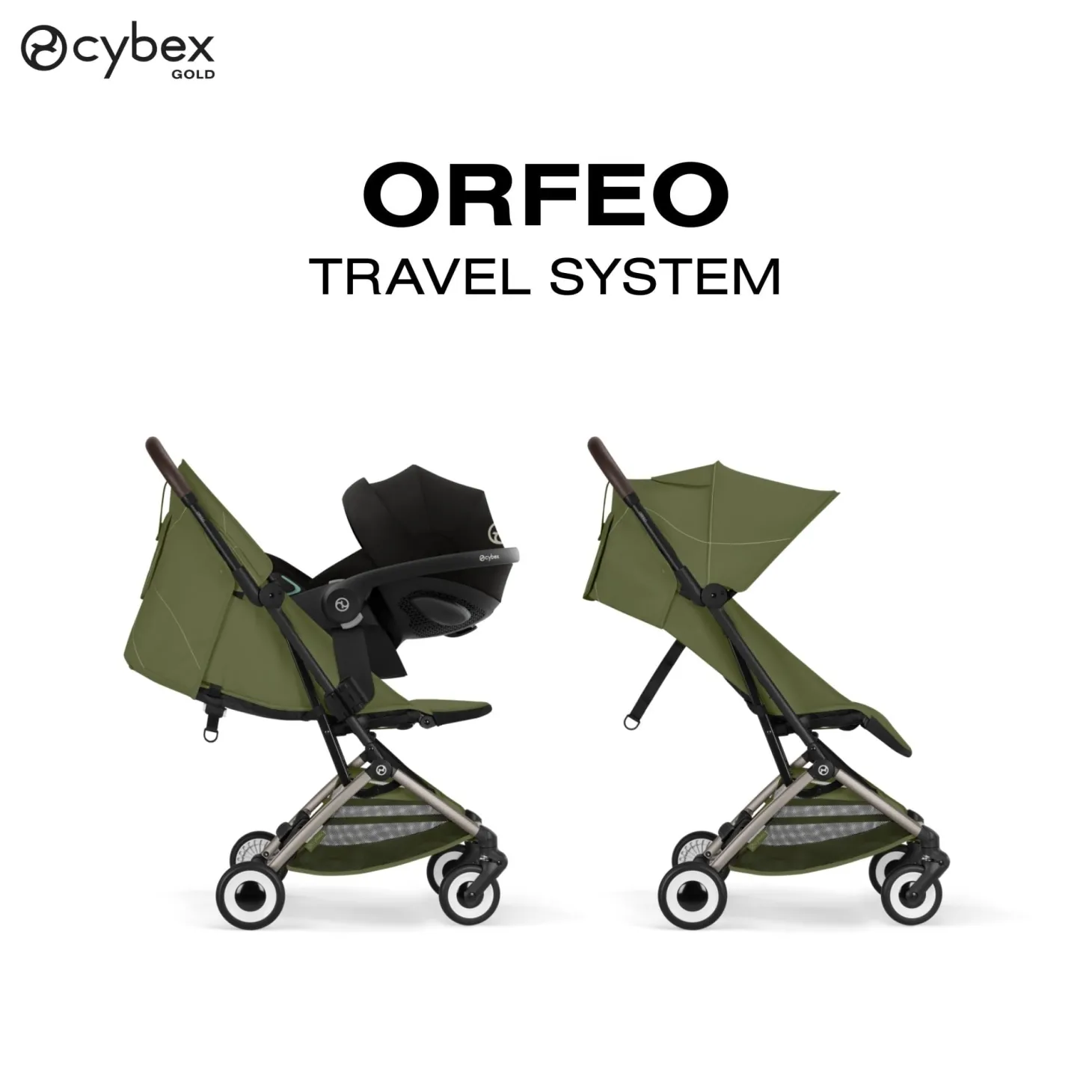 Cybex Poussette Ultra Compacte Orfeo Châssis Taupe - Moss Green