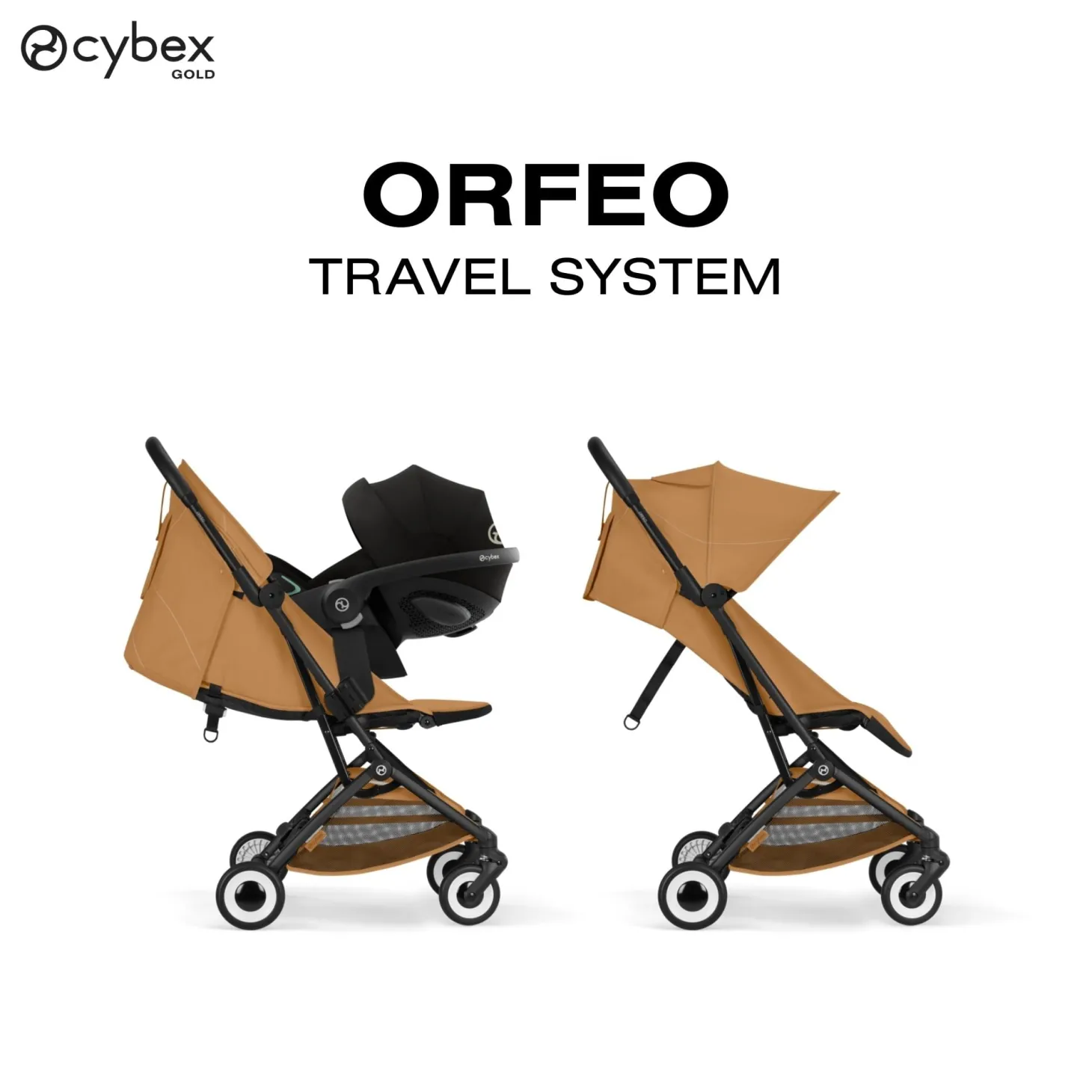 Cybex Poussette Ultra Compacte Orfeo Châssis Black - Cinnamon Yellow