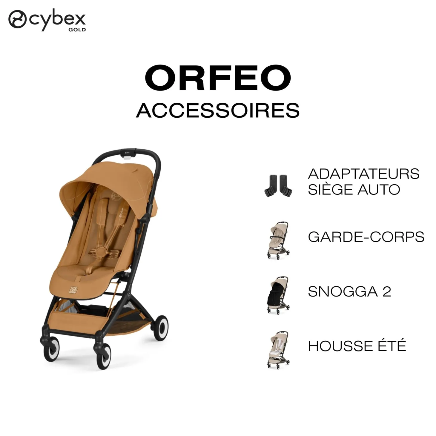 Cybex Poussette Ultra Compacte Orfeo Châssis Black - Cinnamon Yellow