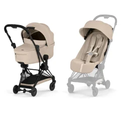 Cybex                    Poussette ultra-compacte avec nacelle pliable Duo Coya     Matt Black / Cozy Beige