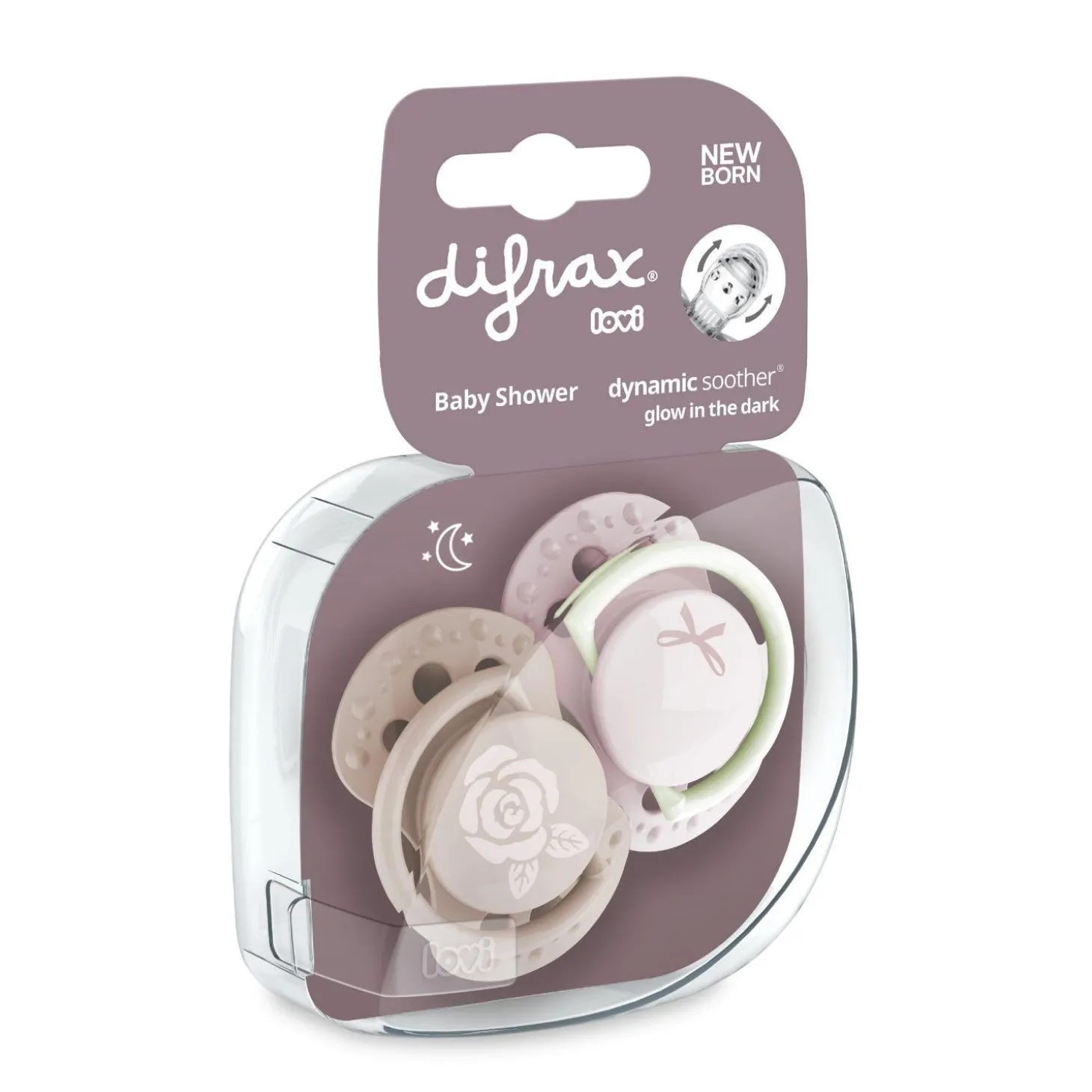 Difrax Lovi Sucette dynamique Nouveau né Babyshower Rose Naissance