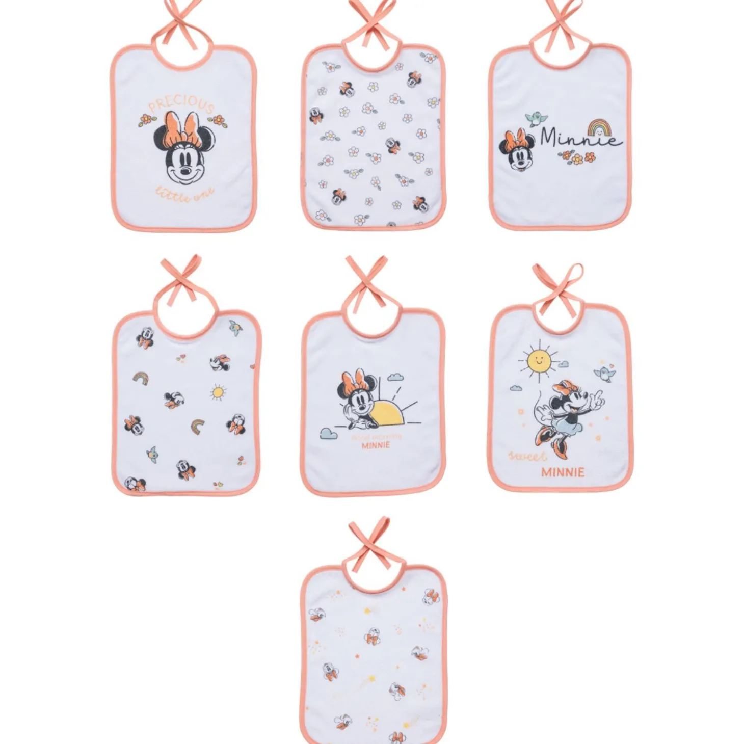 Disney Baby Lot de 7 Bavoirs Naissance Minnie Good Morning 0 - 6 mois