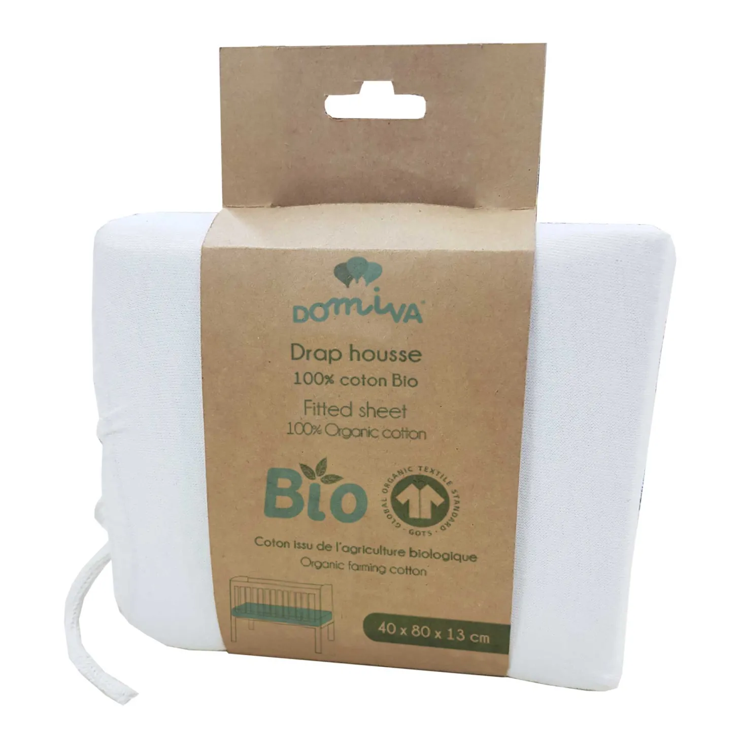 Domiva Drap housse en coton bio Blanc 70x140 cm