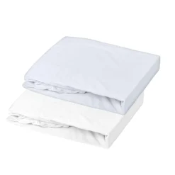 Domiva Lot 1 Alèse Pu + 1 Drap Housse Blanc/Light Blue 60x120 cm