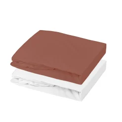 Domiva                    Lot 1 Alèse Pu + 1 Drap Housse    Blanc/Tomette