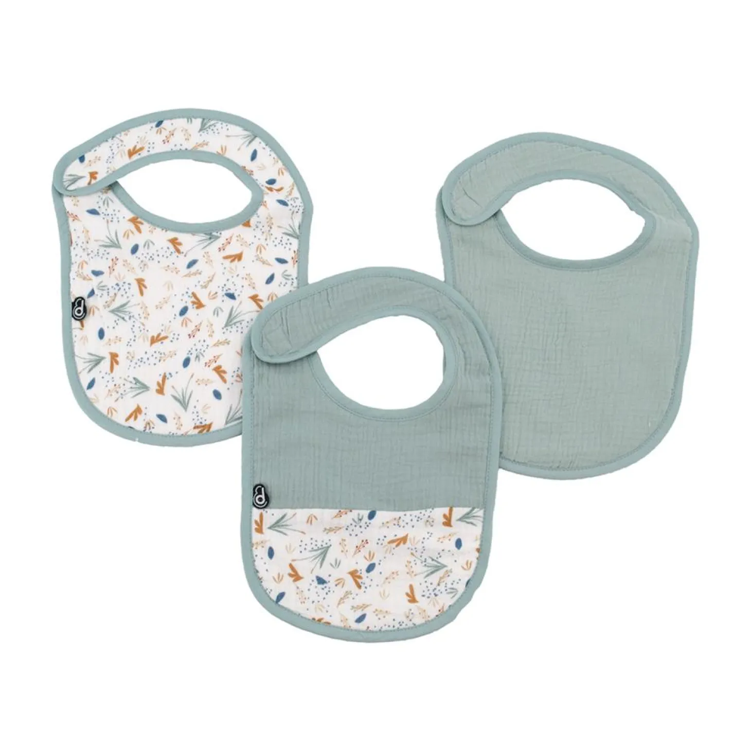 Domiva Lot de 3 bavoirs mousseline Sauge 0-6 mois