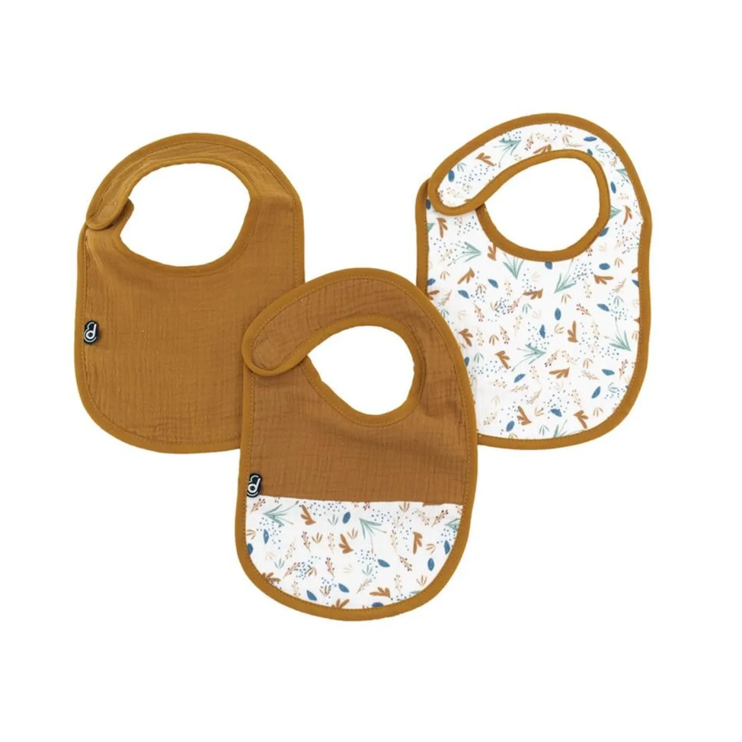 Domiva Lot de 3 bavoirs mousseline Marron 0-6 mois