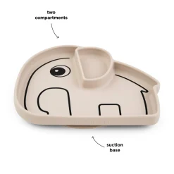 Done by Deer                    Assiette silicone avec ventouse  Elphee    Sable