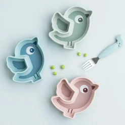 Done by Deer                    Assiette silicone avec ventouse  Birdee    Vert