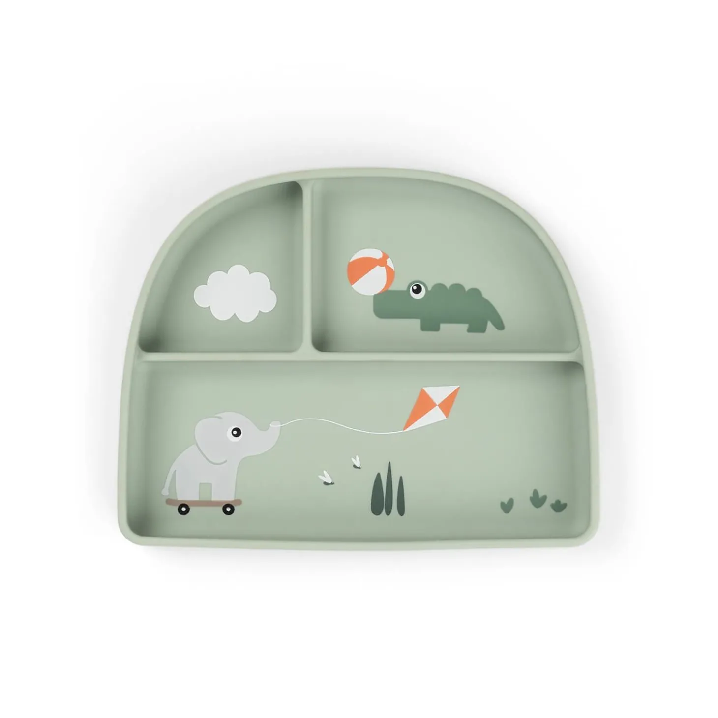 Done by Deer Assiette ventouse compartiments Playground Stick&Stay Vert